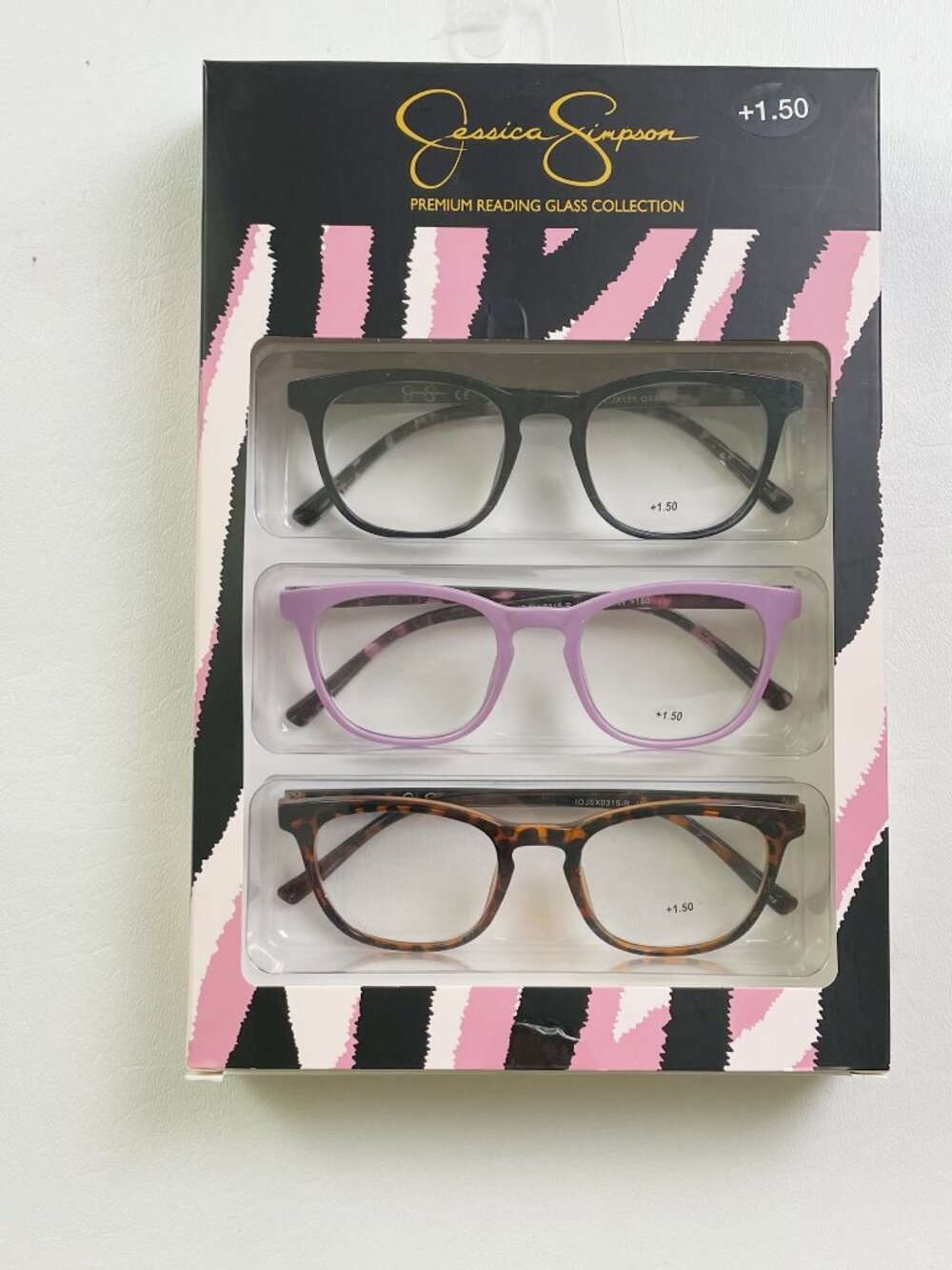 Jessica Simpson 3 Pack Reading Glasses +1.50 Black Purple Tortoise New